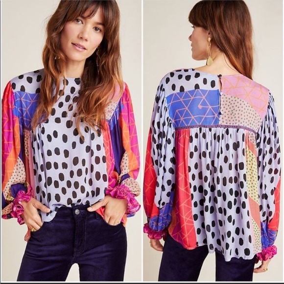 New! Bl^nK London for Anthropologie XS Miranda pesant blouse.